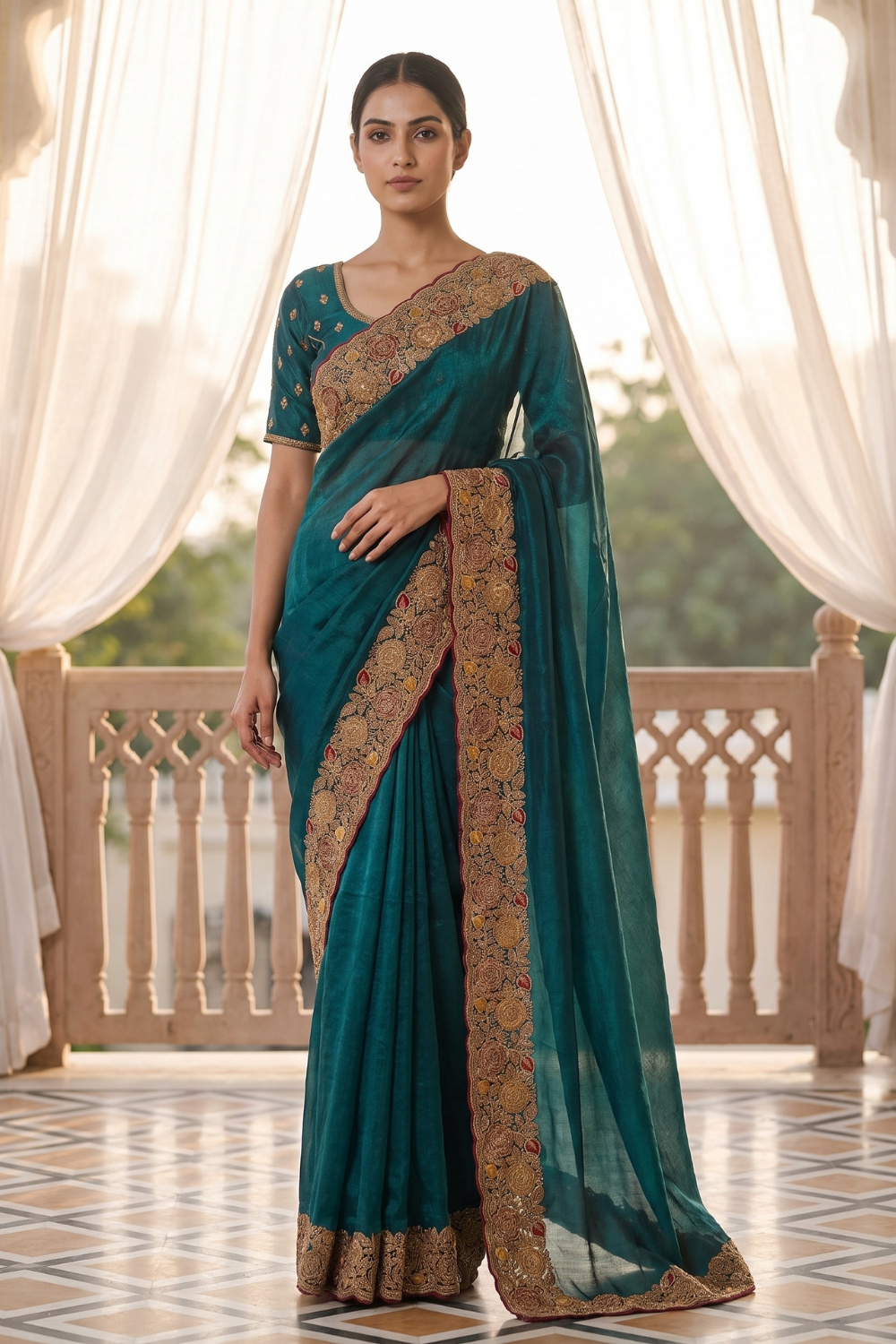 Peacock Organza Saree - Hero