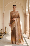 Mustard Cotton Thread Work Saree - Hero