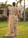 Tusser Chinon Floral Printed Saree - Back