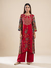Heritage Patchwork Red Cotton Readymade Suit And Pant With Printed Dupatta - mood