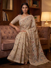 Tusser Cotton Floral Printed Saree - Mood