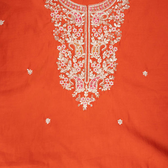 Rust Silk suit top embroidery