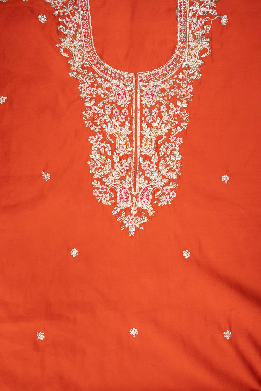 Rust Silk suit top embroidery