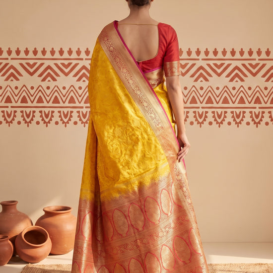 Mustard Loom Saree - Back