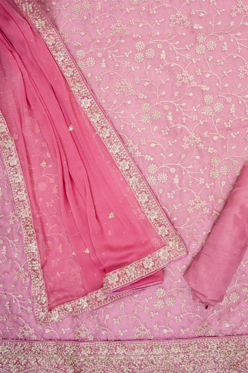 Glow Different Gajari Organza Unstitched Salwar Suit With Chiffon Dupatta