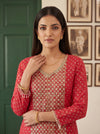 Coral Charm Coral Georgette Readymade Kurta Set - closeup