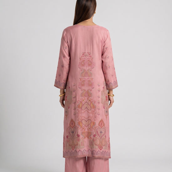 Rosewood Gajari Crepe Readymade Suit And Palazzo With Printed Dupatta - back