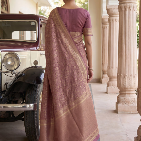 Mauve Khaddi Georgette Saree - Back