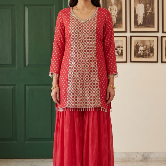 Coral Charm Coral Georgette Readymade Kurta Set - hero