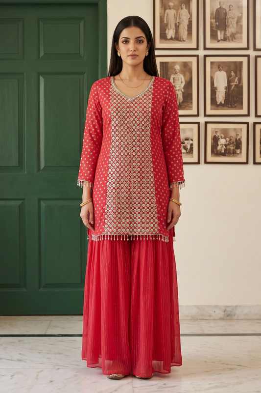Coral Charm Coral Georgette Readymade Kurta Set - hero