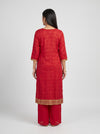 Laal Utsav Red Cotton Readymade Suit And Pant With Printed Dupatta - back