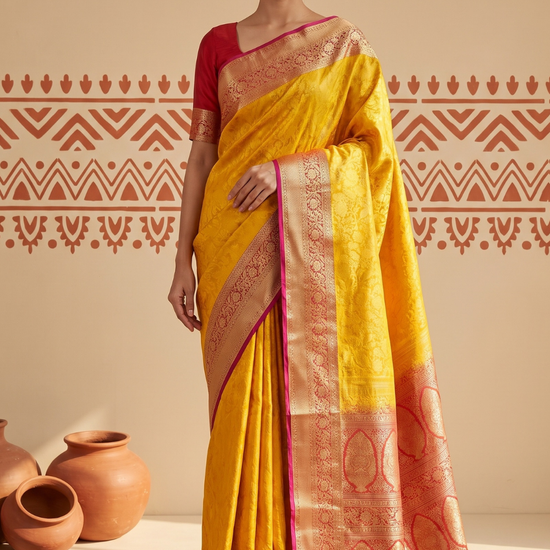 Mustard Loom Saree - Hero