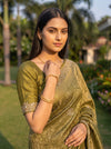 Mehndi Loom Saree - Close Up