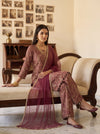 Spiced Paisley Dark Gajari Georgette Readymade Suit - mood