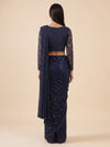 Navy Net Saree - Back