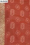 Off White Red Chinon Bandhini Printed Saree - Blouse