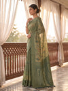 Pista Muslin Floral Printed Saree - Side