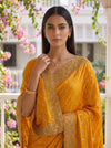 Mustard Soft Twill Saree - Close Up