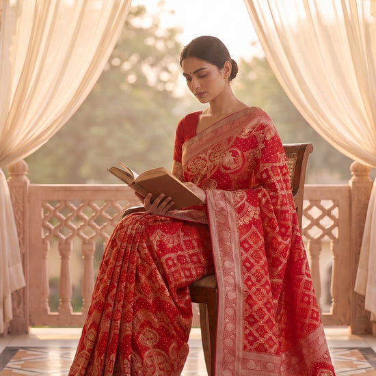 Red Loom Saree - Mood