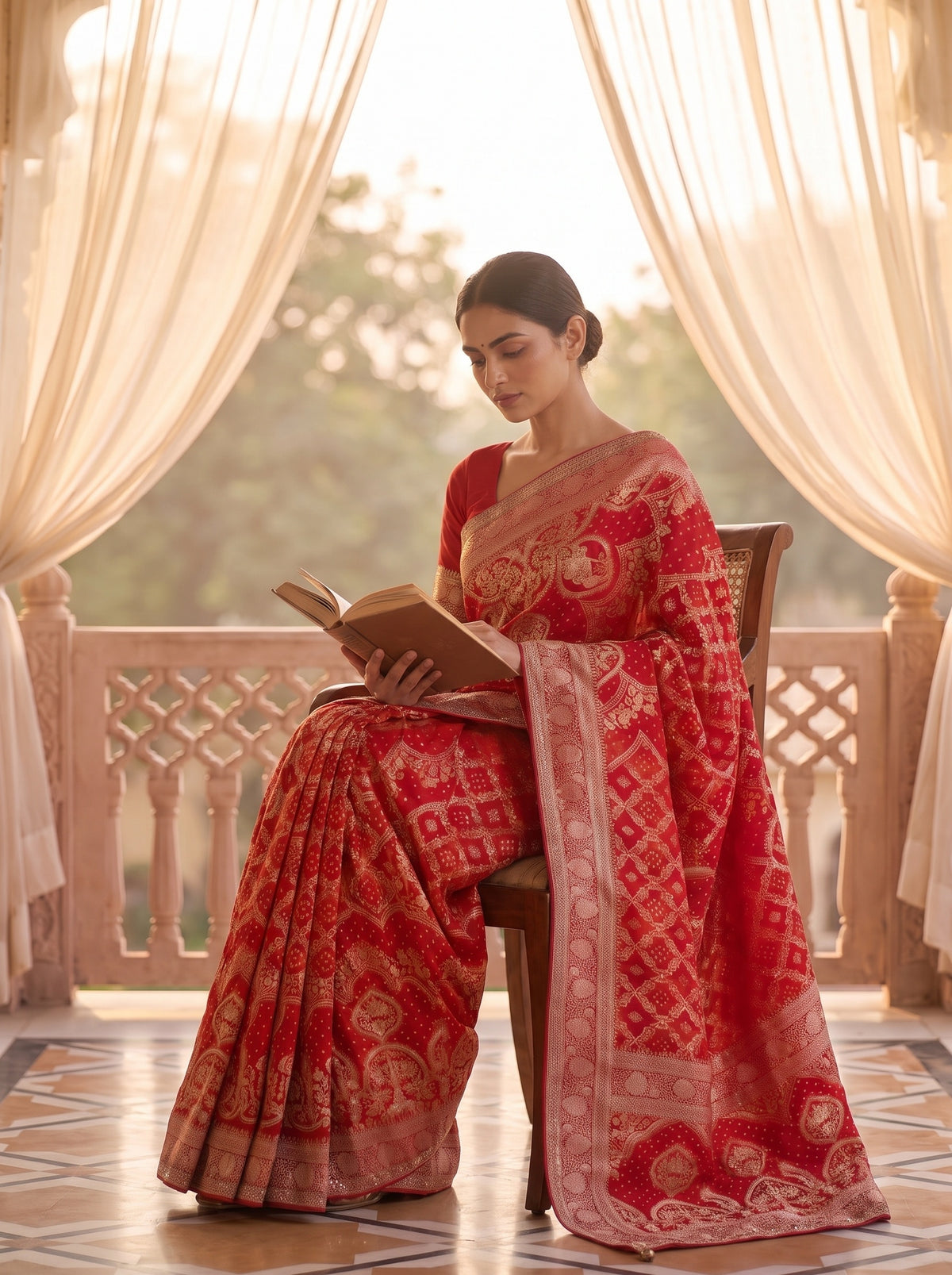 Red Loom Saree - Mood