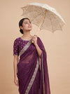 Wine Organza Saree - Mood
