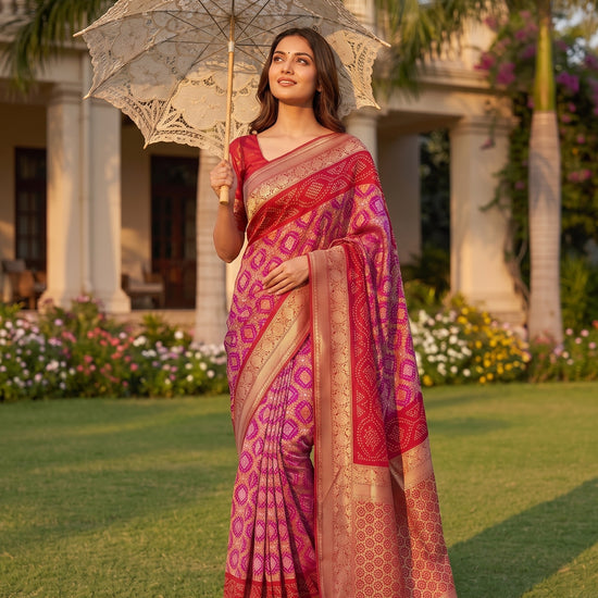 Rani Red Georgette Saree - Mood