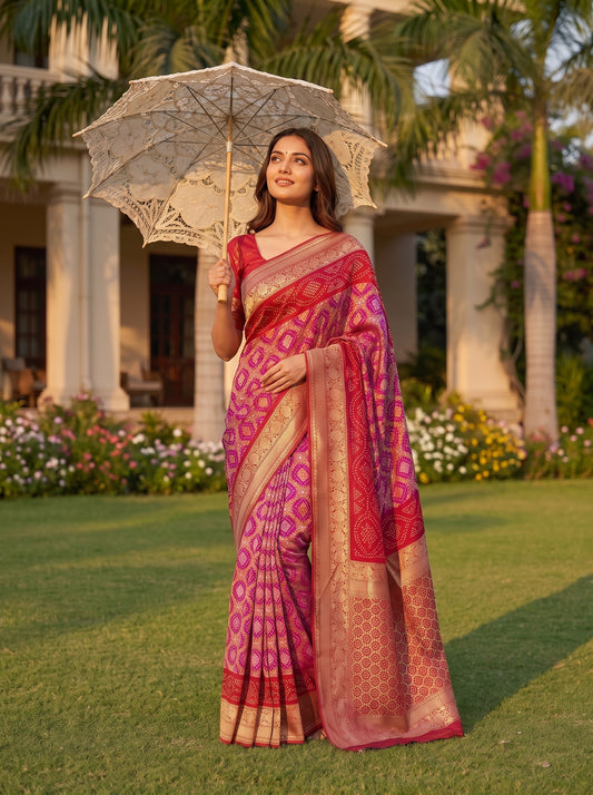 Rani Red Georgette Saree - Mood