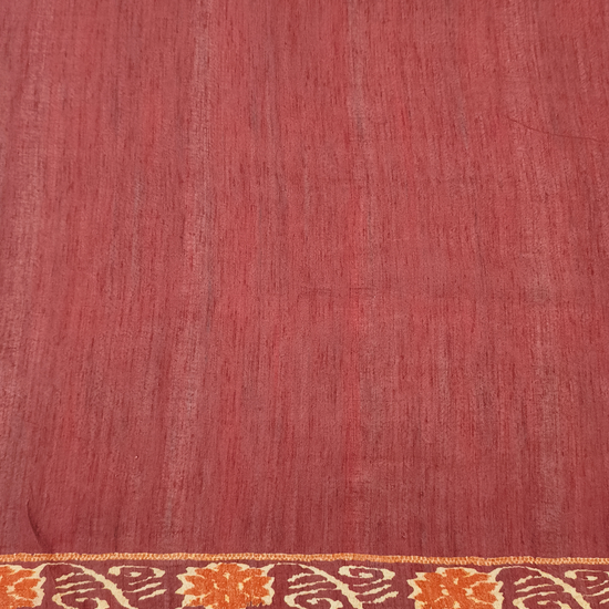 Mustard Maroon Cotton Floral Printed Saree - Blouse