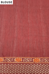 Mustard Maroon Cotton Floral Printed Saree - Blouse