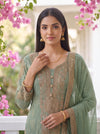 Seafoam Grace Sea Green Georgette Readymade Suit - closeup