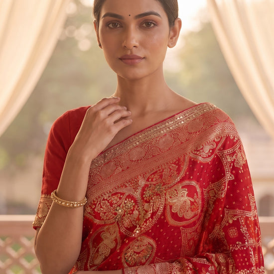 Red Loom Saree - Close Up