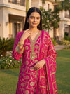 Rani Utsav Pink Loom Readymade Suit And Pant With Matching Dupatta - closeup