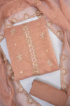 Peach Organza unstitched salwar suit set