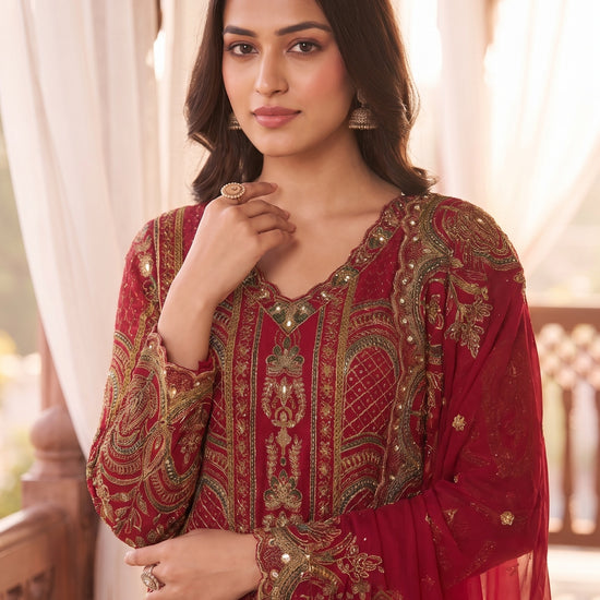 Shahi Bloom Rani Crepe Readymade Gota Patti Sharara Set With Dupatta - closeup