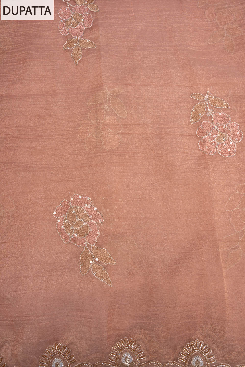 Peach organza dupatta