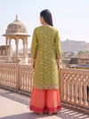 Citrus Utsav Pista Loom Readymade Suit And Palazzo With Leheriya Dupatta - back