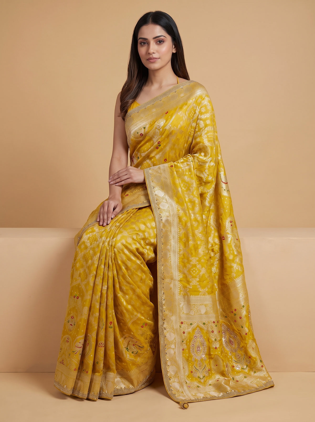 Mustard Loom Saree - Mood