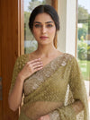 Mehndi Net Saree - Close Up