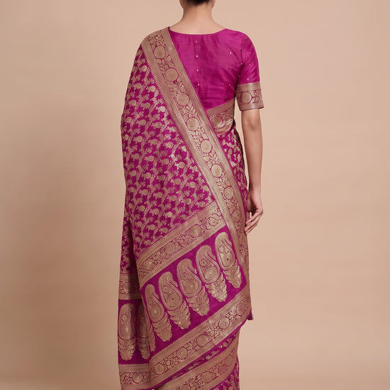 Magenta Loom Saree - Back