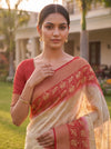 White Red Georgette Saree - Close Up
