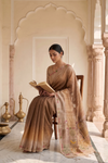 Mustard Cotton Thread Work Saree - Mood