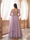 Lilac Dream Pink Lycra Readymade Anarkali Suit With Net Dupatta - back