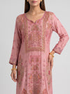Rosewood Gajari Crepe Readymade Suit And Palazzo With Printed Dupatta - closeup