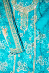 Effortless glamour Rama Organza Unstitched Salwar Suit With Chiffon Dupatta