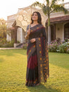 Black Maroon Cotton Zari Saree - Mood