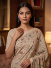 Tusser Cotton Floral Printed Saree - Close Up