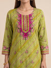 Leheriya Bloom Pista Crepe Readymade Suit And Pant With Printed Dupatta - closeup