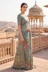 Mint Green Organza Floral Printed Saree - Mood