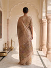 Mustard Cotton Thread Work Saree - Back