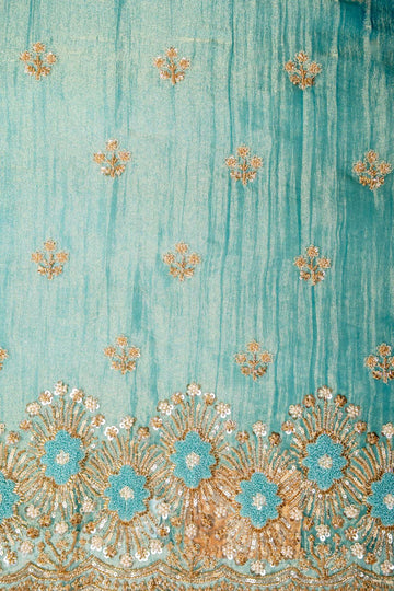 Royal Heritage Tea Green Tissue Unstitched Salwar Suit With Tissue Dupatta